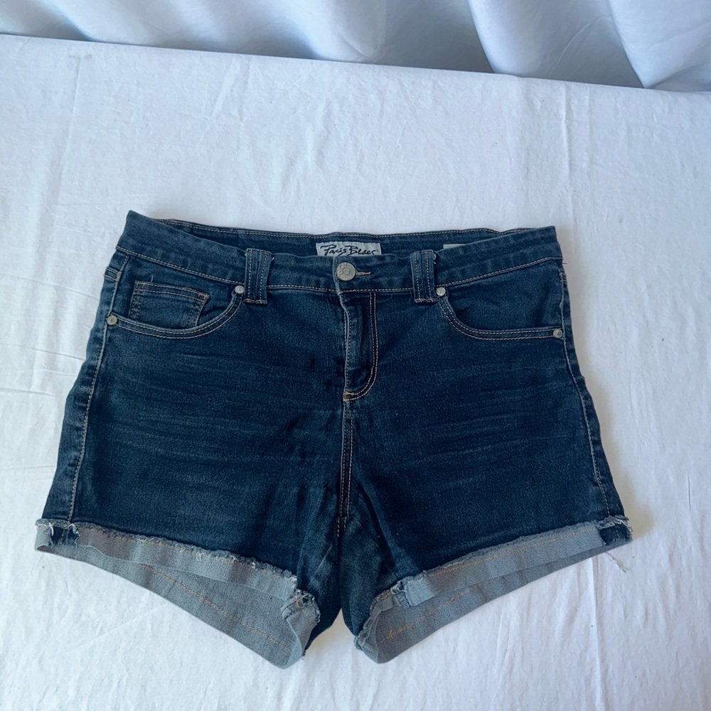 Paris Blues Women’s Blue Denim Jean Short Shorts Size 16. 35” Waist 4.5” Inseam